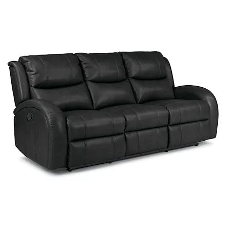 Casual Reclining Sofa with Bustle Back and Sleek Pillow Arms